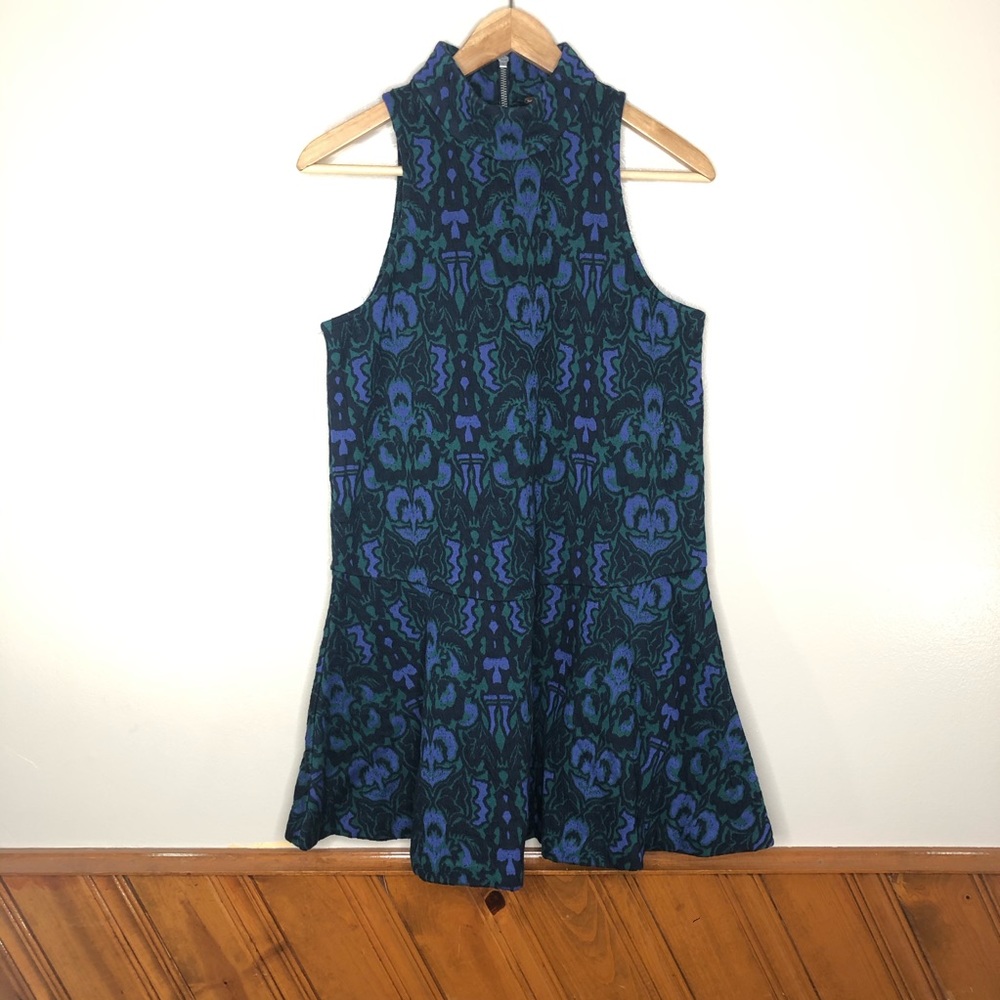 Free People Amelia Blue Mock Neck Dress